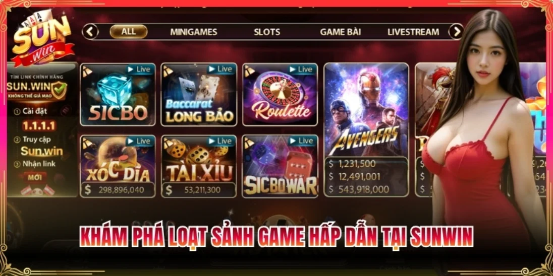 Khám phá loạt sảnh game hấp dẫn tại Sunwin